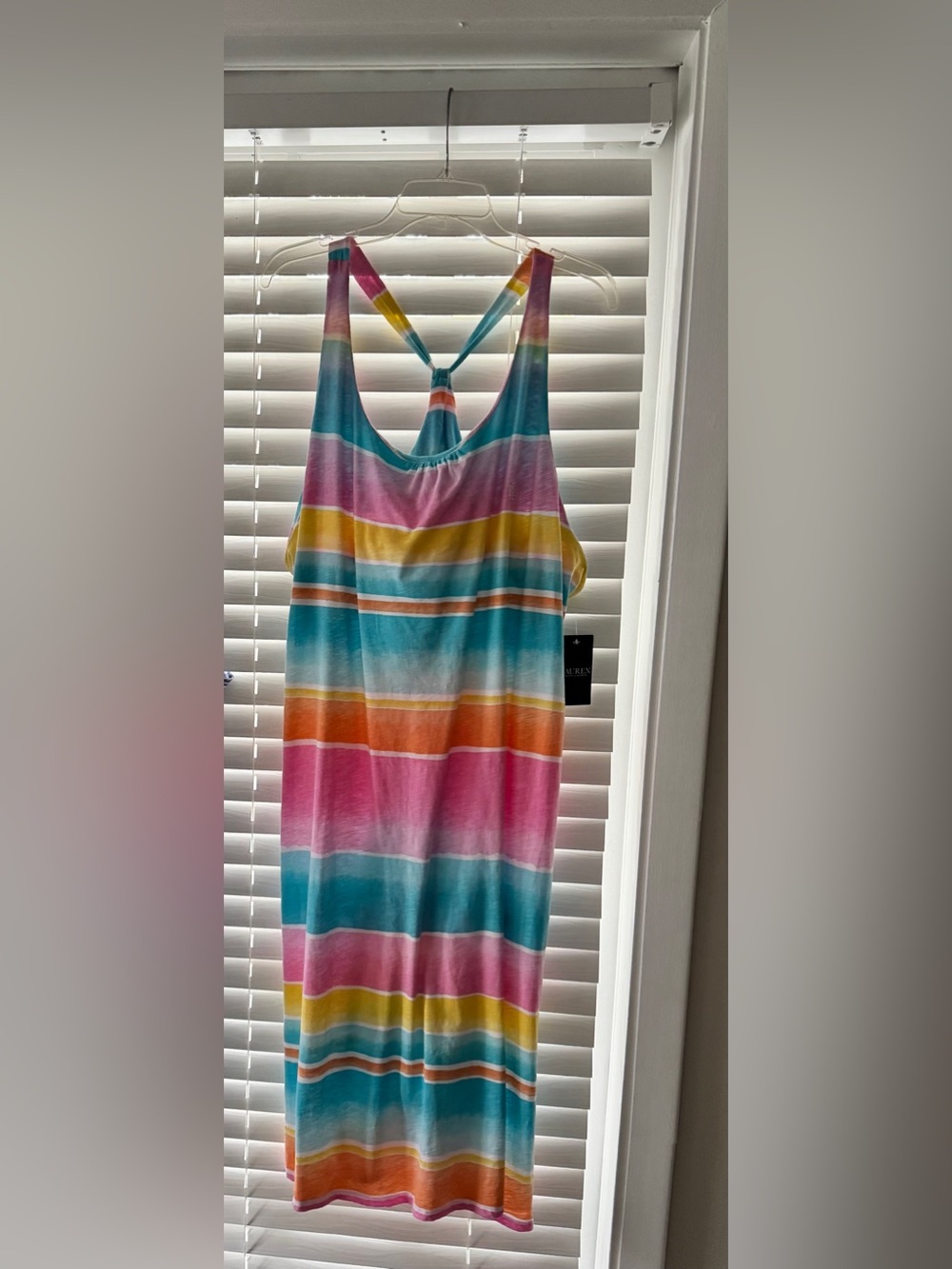 Ralph Lauren Striped Racerback Tank Dress /CoverUp w/ built-in bra sz XxL New - Picture 10 of 10
